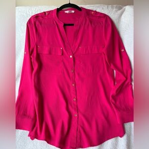 Calvin Klein fuschia blouse with hidden buttons size small
